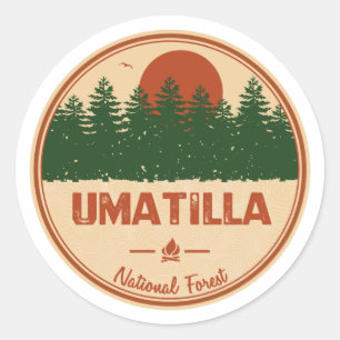 Pegatina Redonda Bosque nacional de Umatilla