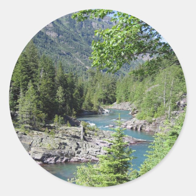 Pegatina Redonda Bosque nacional impresionante (Anverso)