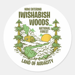 Pegatina Redonda Bosque Nacional Iwishabish Woods Tierra de Audacia