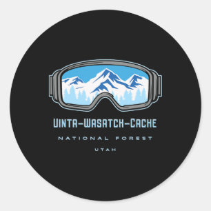 Pegatina Redonda Bosque Nacional Uinta-wasatch-cache Utah Nieve Esq