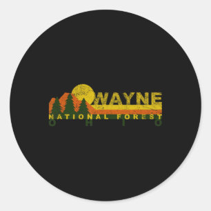 Pegatina Redonda Bosque Nacional Wayne Vintage Retro 