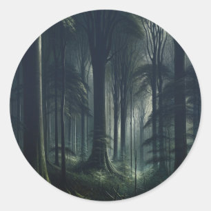 Pegatina Redonda Bosque Oscuro al Crepúsculo Dulces 16