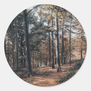 Pegatina Redonda Bosque relajante escénico