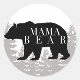 Pegatina Redonda Bosque rústico de Mama Bear | BABY SHOWER