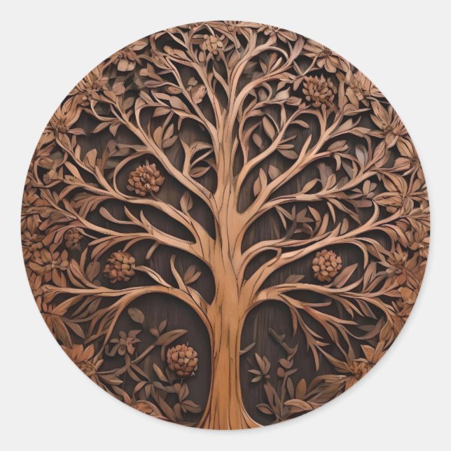 Pegatina Redonda Bosques australianos: Impresión de madera de árbol (Anverso)