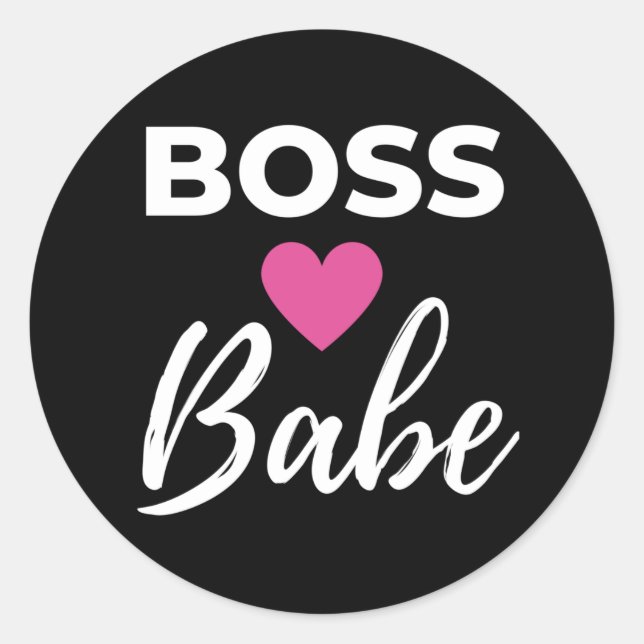 Pegatina Redonda Boss Babe (Anverso)