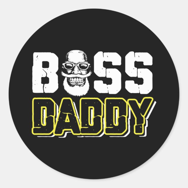 Pegatina Redonda Boss Daddy Funny (Anverso)