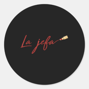 Pegatina Redonda Boss Lady Cinco De Mayo Cute Lipstick Makeup Españ