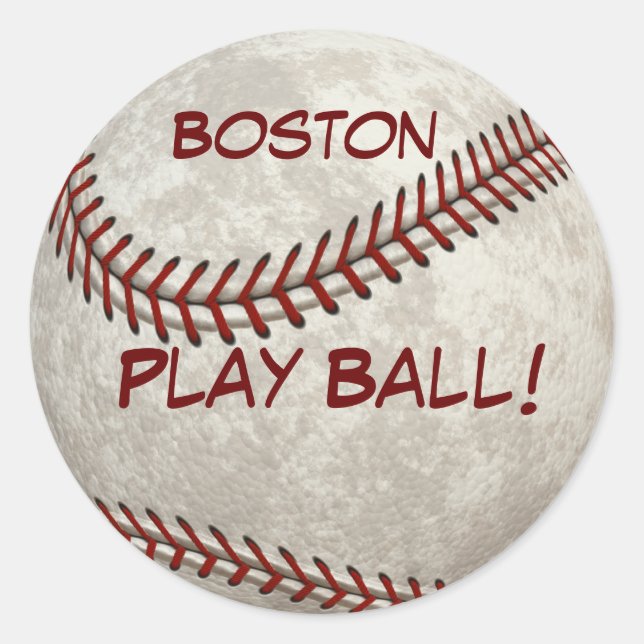 Pegatina Redonda Boston Baseball "¡Juega a la pelota!" Los tiempos  (Anverso)