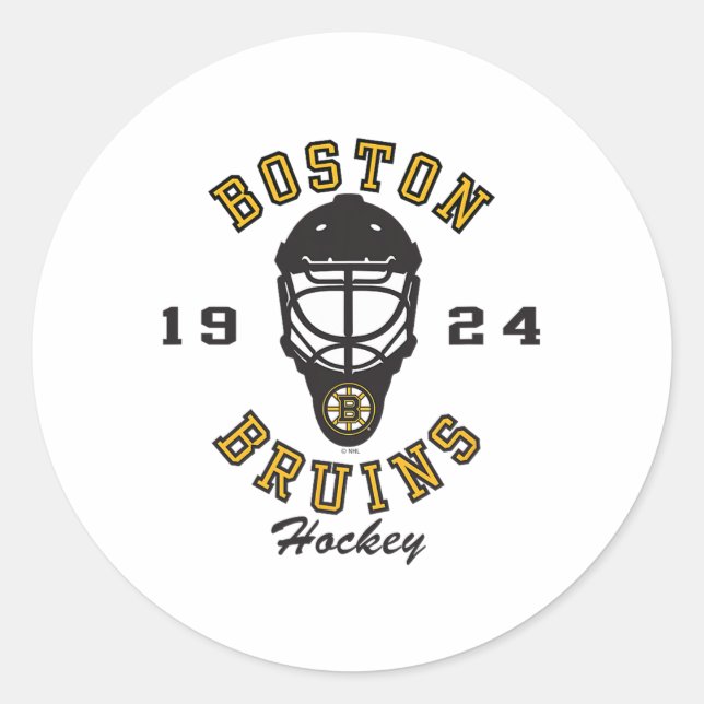 Pegatina Redonda Boston Bruins Hockey Mask Gray Officially Licensed (Anverso)