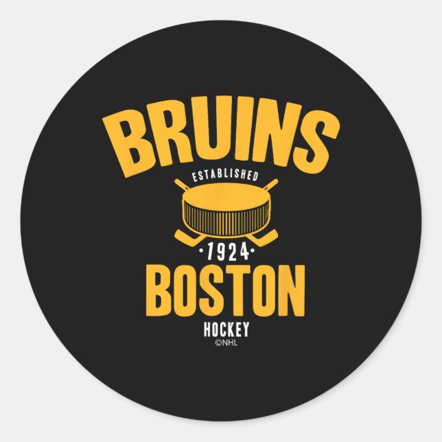 Pegatina Redonda Boston Bruins Hockey Puck Black Officially License (Anverso)