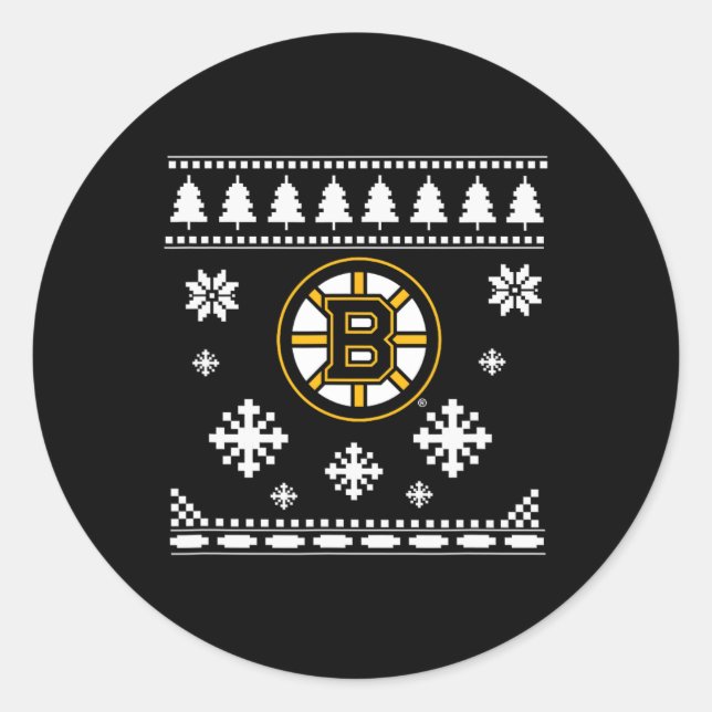 Pegatina Redonda Boston Bruins Navidades feos Sweater Holidaze (Anverso)