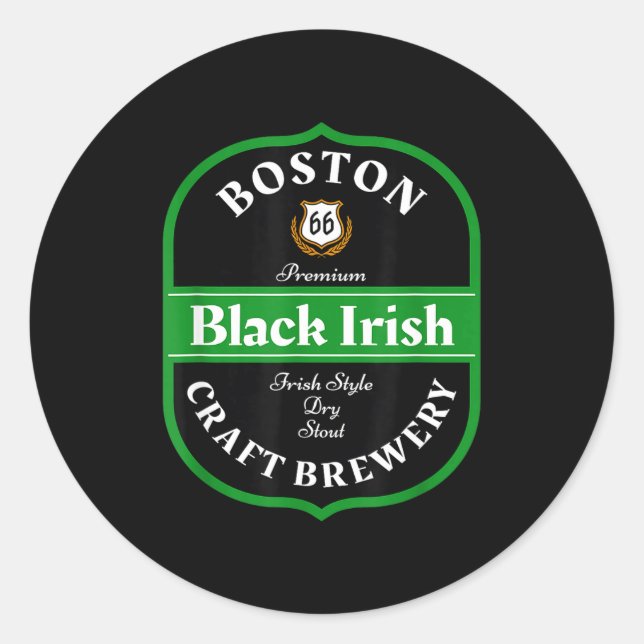 Pegatina Redonda Boston Craft Brewery Boston Black Irish Stout Nove (Anverso)