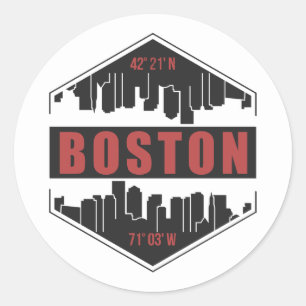 Pegatina Redonda Boston Massachusetts