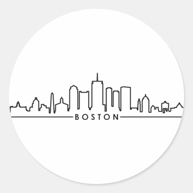 Pegatina Redonda BOSTON Massachusetts USA City Skyline Silhouette (Anverso)