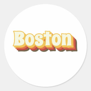 Pegatina Redonda Boston Retro Vintage Textos