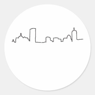 Pegatina Redonda Boston - Skyline