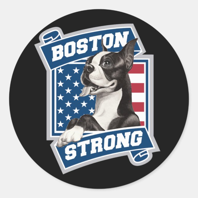 PEGATINA REDONDA BOSTON STRONG TERRIER (Anverso)