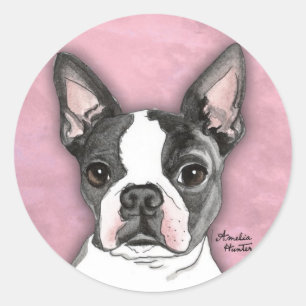 Pegatina Redonda Boston Terrier