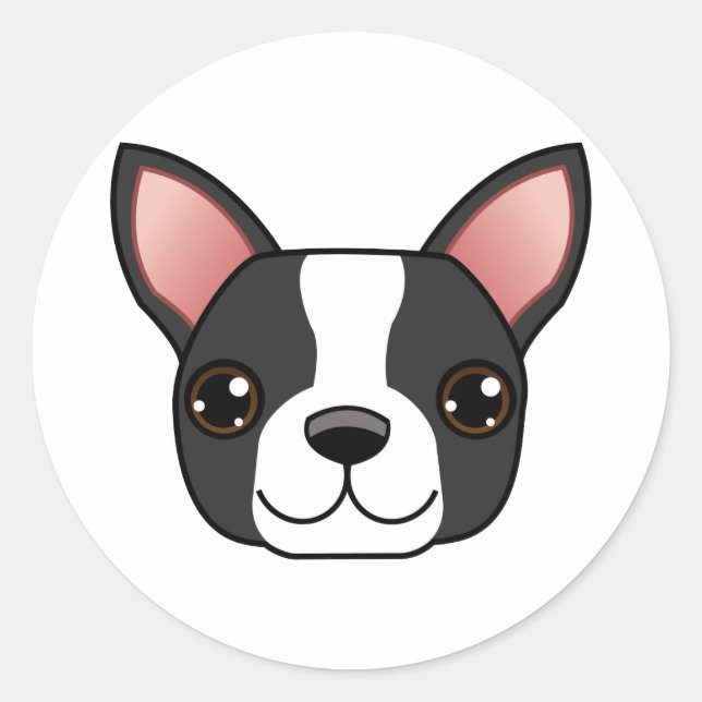 Pegatina Redonda Boston Terrier (Anverso)
