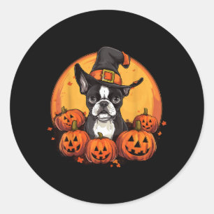 Pegatina Redonda Boston Terrier Bostie raza de perro mascota Hallow