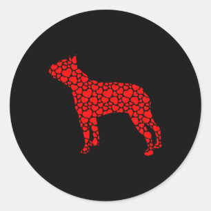 Pegatina Redonda Boston Terrier Dog Cute Silhouette Heart Valentine