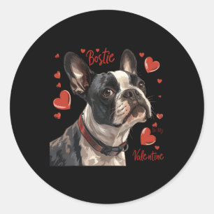 Pegatina Redonda Boston Terrier Es Mi Propietario De Perro Mascota