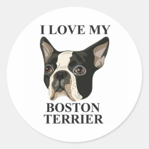 Pegatina Redonda Boston Terrier Love