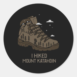 Pegatina Redonda Bota de camping y senderismo vintage Mount Katahdi
