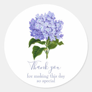 Pegatina Redonda Botánica Hortensia Lavanda Guión Gracias