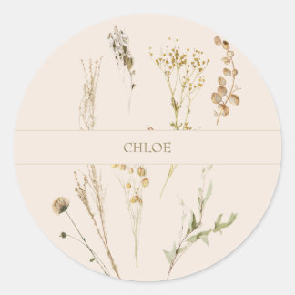 Pegatina Redonda Botanical Collection of Herbs and Plants