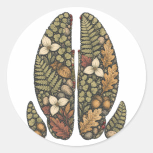 Pegatina Redonda Botanical Deer Hoof Fern Woodland Nature Sticker