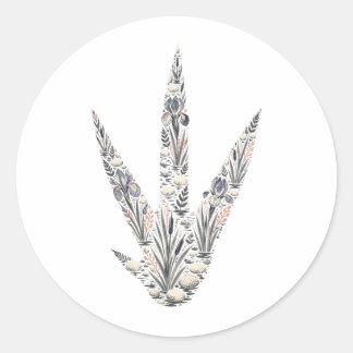 Pegatina Redonda Botanical Heron Wetland Track Nature Sticker