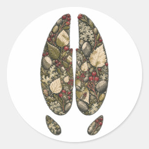 Pegatina Redonda Botanical Moose Hoof Birch Bog Nature Sticker