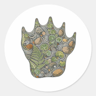 Pegatina Redonda Botanical Otter Paw Riverbank Nature Sticker
