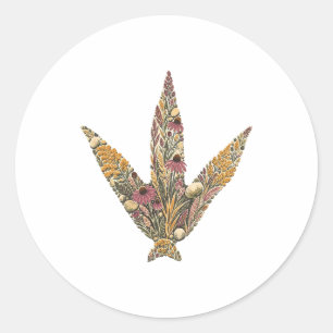 Pegatina Redonda Botanical Wild Turkey Prairie Track Nature Sticker