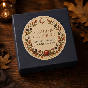Pegatina Redonda Botánico personalizado de Samhain victoriano