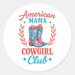Pegatina Redonda Botas American Mama Cowgirl Club