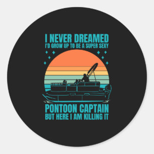 Pegatina Redonda Botas de hombre capitán divertido barco de pontón