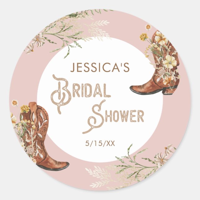 Pegatina Redonda Botas Florales Acuarela Campestre Despedida de Sol (Anverso)
