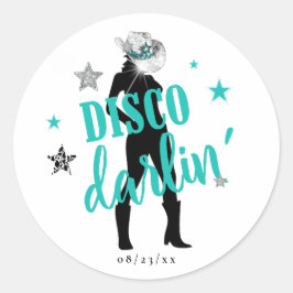 Pegatina Redonda Botas 'n Bling Disco Querida Turquesa ID925 