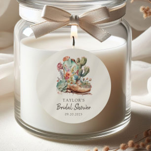 Pegatina Redonda Botas y Burbujeante Fiesta de Despedida de Soltera