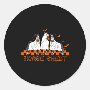 Pegatina Redonda Bote de calabaza de boquerón fantasma de Halloween