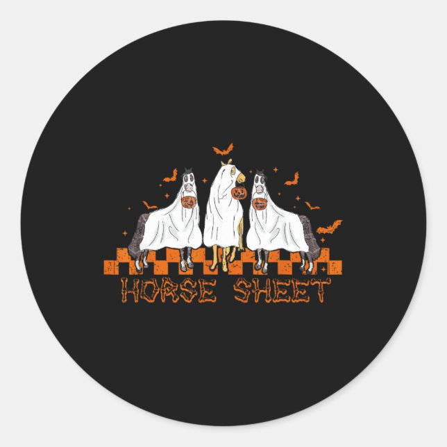 Pegatina Redonda Bote de calabaza de boquerón fantasma de Halloween (Anverso)