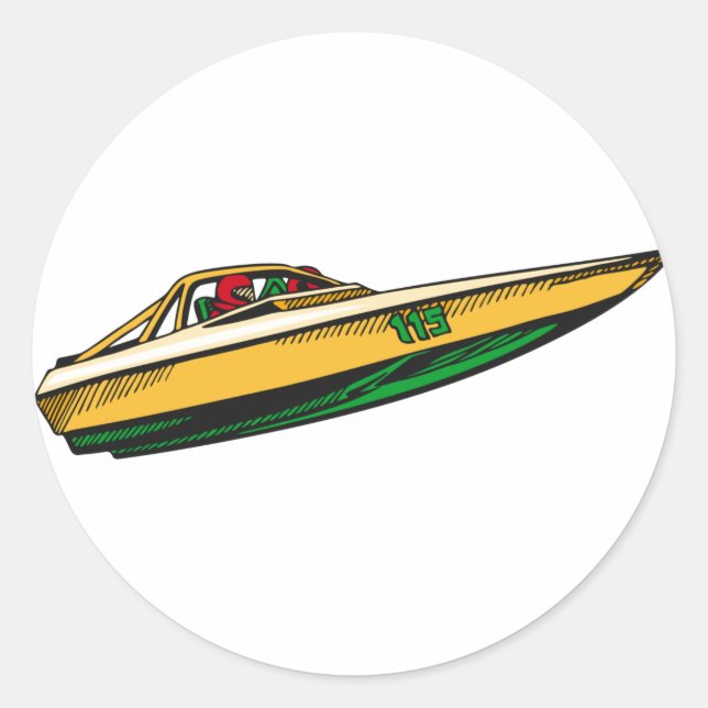 Pegatina Redonda Bote de velocidad (Anverso)