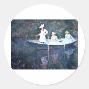 Pegatina Redonda Bote femenino - Claude Monet