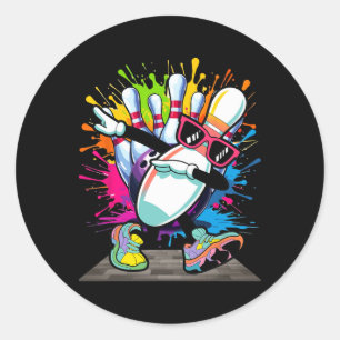 Pegatina Redonda Bote Pin Dabbing Sungles Bowler Jugador Niños