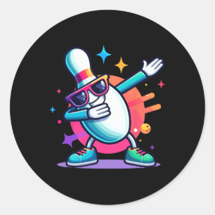 Pegatina Redonda Bote Pin Dabbing Sungles Bowler Jugador Niños
