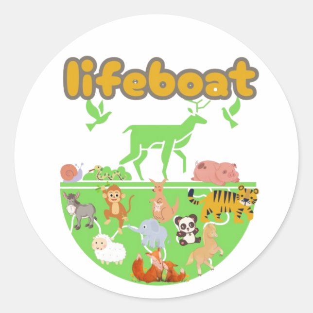 Pegatina Redonda bote salvavidas (Anverso)