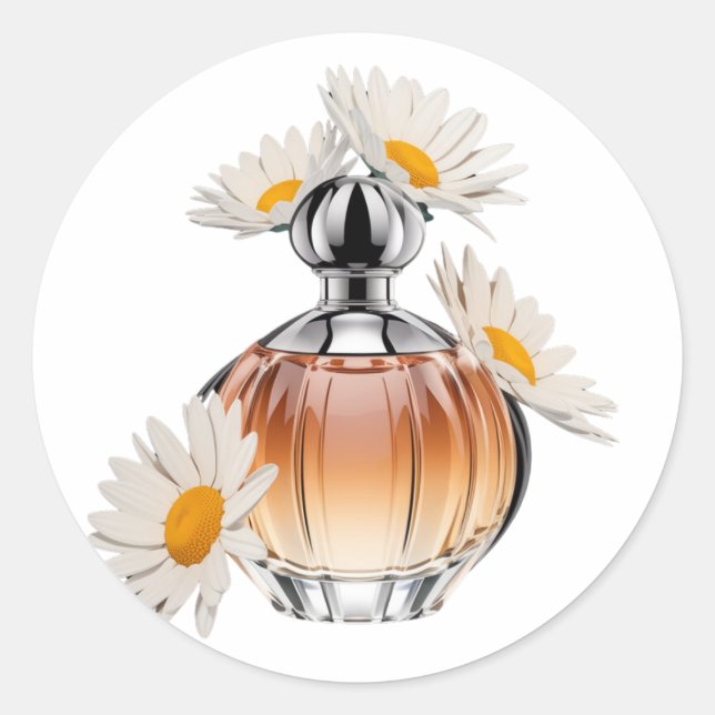Pegatina Redonda Botella Daisy Perfume (Anverso)